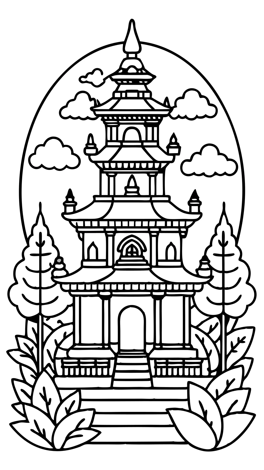 Templo de la página para colorear